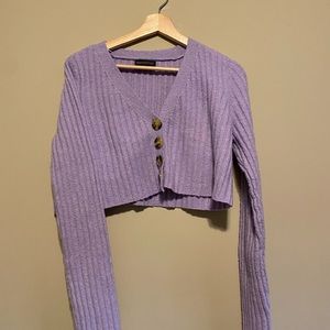 Purple fuzzy cropped cardigan 🌸